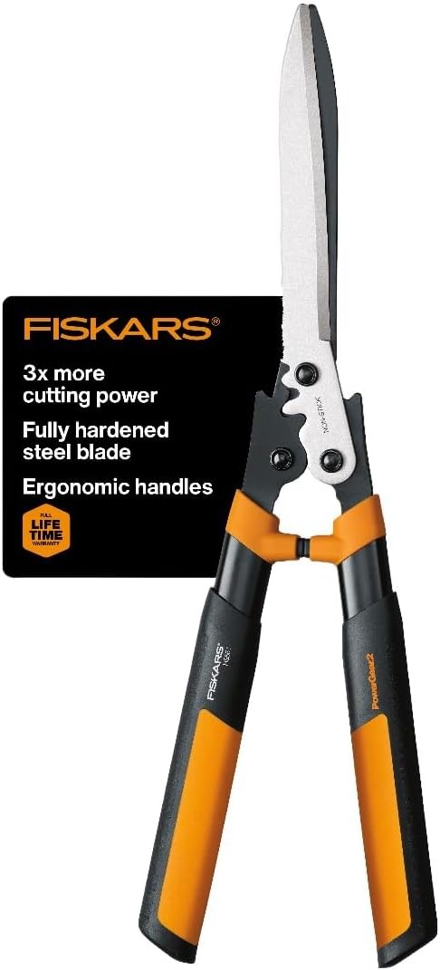 Fiskars Hedge Shears 8-Inch Blade Steel Shrub Trimming Garden Shears